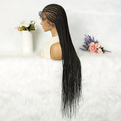 36 Inch Handmade Conrow Box Braid Lace Front Wig for Women