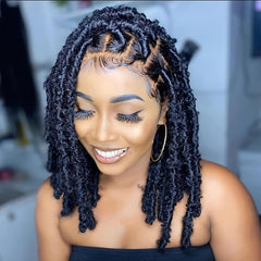 "22 Inch Braided Faux Locs Lace Front Wig for Black Women – Synthetic Full Double Lace Braid Wig"