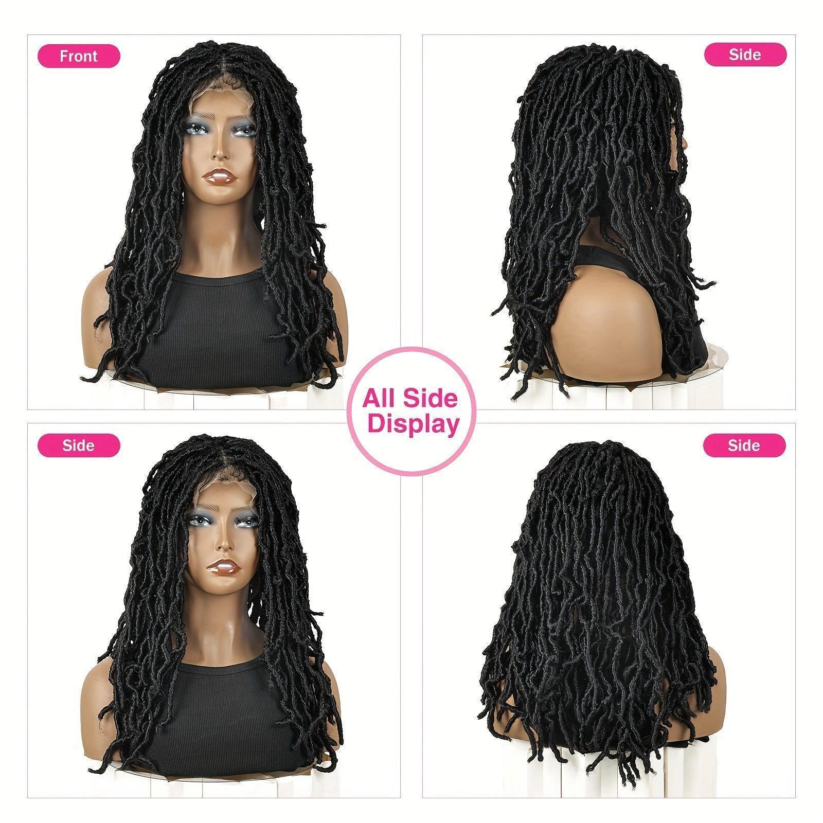 "22 Inch Braided Faux Locs Lace Front Wig for Black Women – Synthetic Full Double Lace Braid Wig"