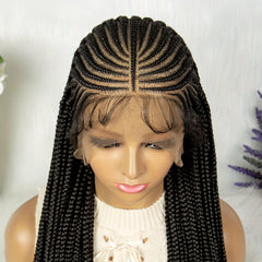 36 Inch Handmade Conrow Box Braid Lace Front Wig for Women