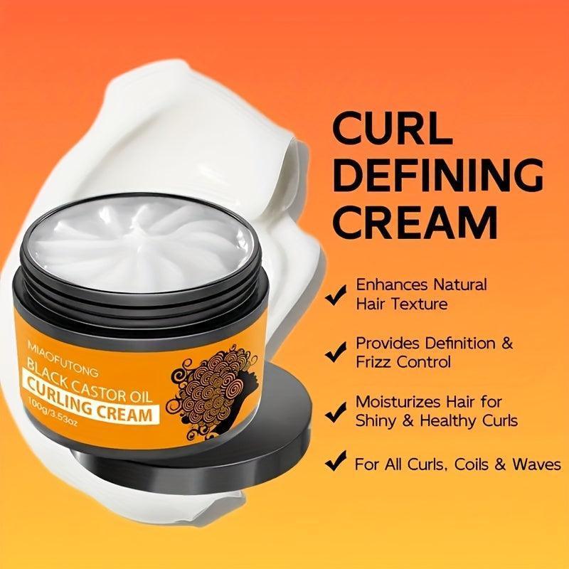 Black Castor Oil Curl Cream - Moisturizes & Defines Curls for All Hair Types