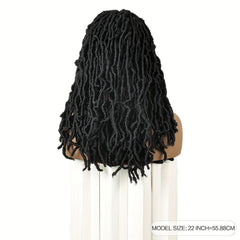 "22 Inch Braided Faux Locs Lace Front Wig for Black Women – Synthetic Full Double Lace Braid Wig"