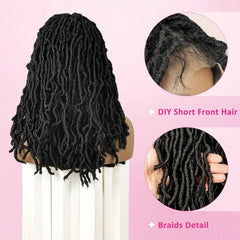 "22 Inch Braided Faux Locs Lace Front Wig for Black Women – Synthetic Full Double Lace Braid Wig"