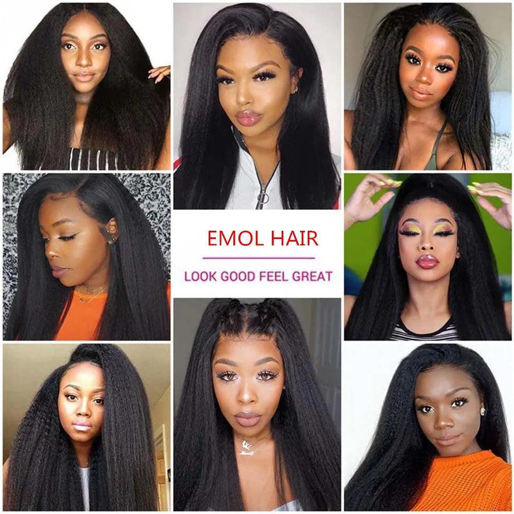 EMOL Kinky Straight U Part Wig - 100% Brazilian Remy Hair, No Leave Out, 180% Density