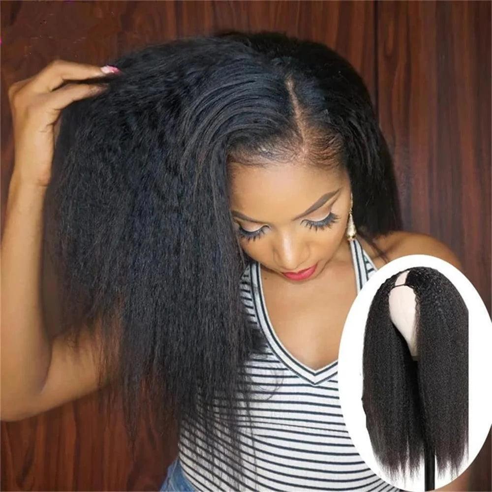 EMOL Kinky Straight U Part Wig - 100% Brazilian Remy Hair, No Leave Out, 180% Density