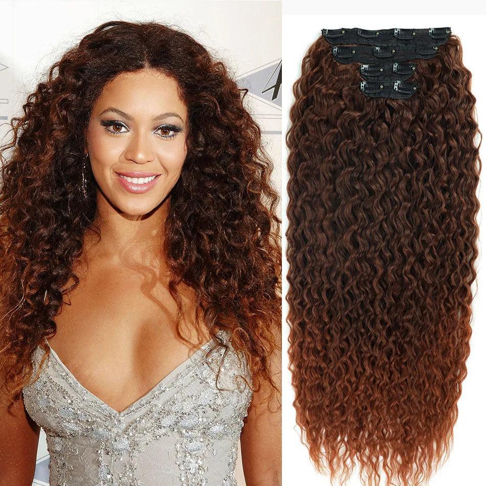 Clip-in Curly Hair Extensions – 100% Heat Resistant Fiber for Daily & Special Occasion Use