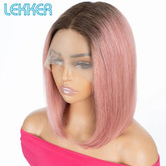 LEKKER HD Lace Straight Remy Hair Wig - Ombre & Solid Colors for Daily & Cosplay