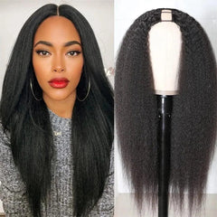 EMOL Kinky Straight U Part Wig - 100% Brazilian Remy Hair, No Leave Out, 180% Density