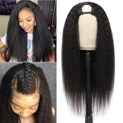 EMOL Kinky Straight U Part Wig - 100% Brazilian Remy Hair, No Leave Out, 180% Density