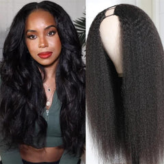 EMOL Kinky Straight U Part Wig - 100% Brazilian Remy Hair, No Leave Out, 180% Density