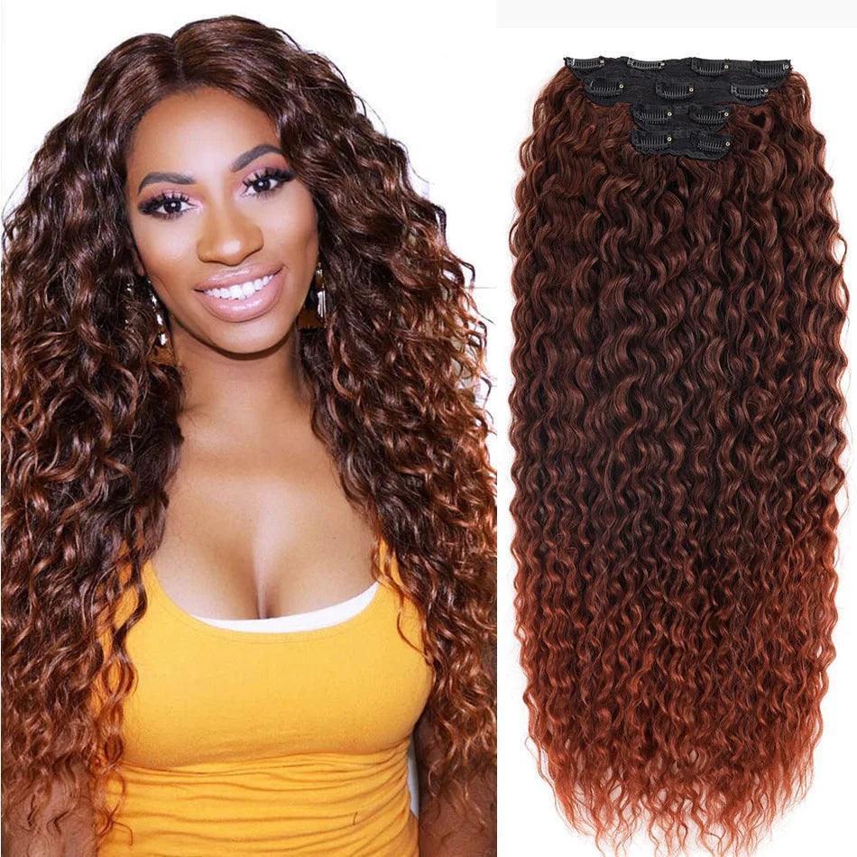 Clip-in Curly Hair Extensions – 100% Heat Resistant Fiber for Daily & Special Occasion Use