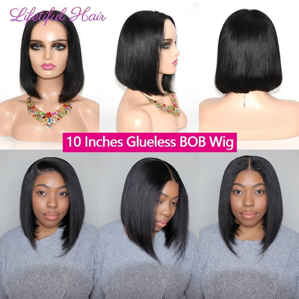 Lifetiful Glueless Bob Hair Wig - 100% Virgin Brazilian Hair with 4x4 Lace Closure