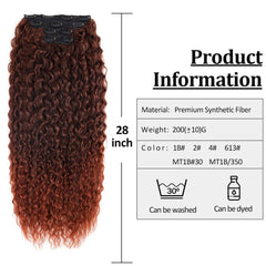 Clip-in Curly Hair Extensions – 100% Heat Resistant Fiber for Daily & Special Occasion Use