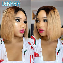 LEKKER HD Lace Straight Remy Hair Wig - Ombre & Solid Colors for Daily & Cosplay