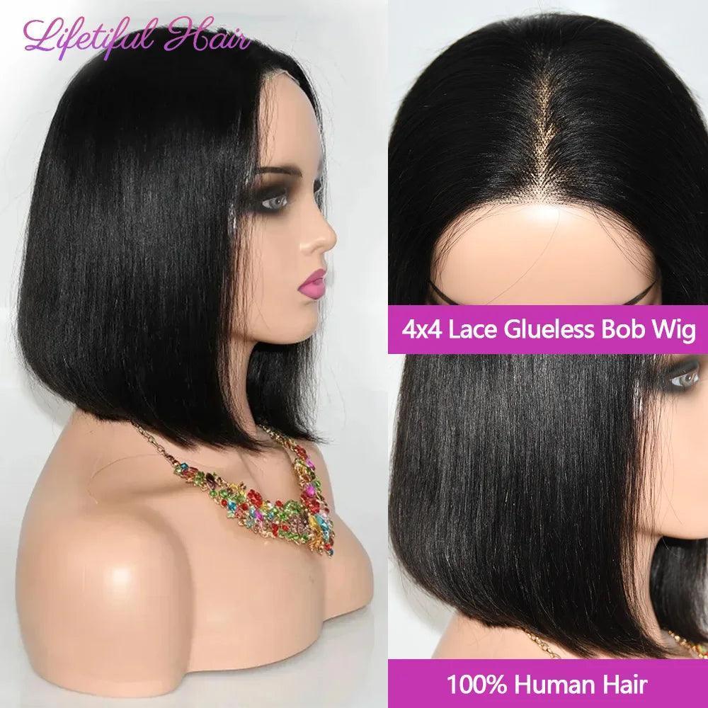 Lifetiful Glueless Bob Hair Wig - 100% Virgin Brazilian Hair with 4x4 Lace Closure