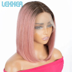 LEKKER HD Lace Straight Remy Hair Wig - Ombre & Solid Colors for Daily & Cosplay