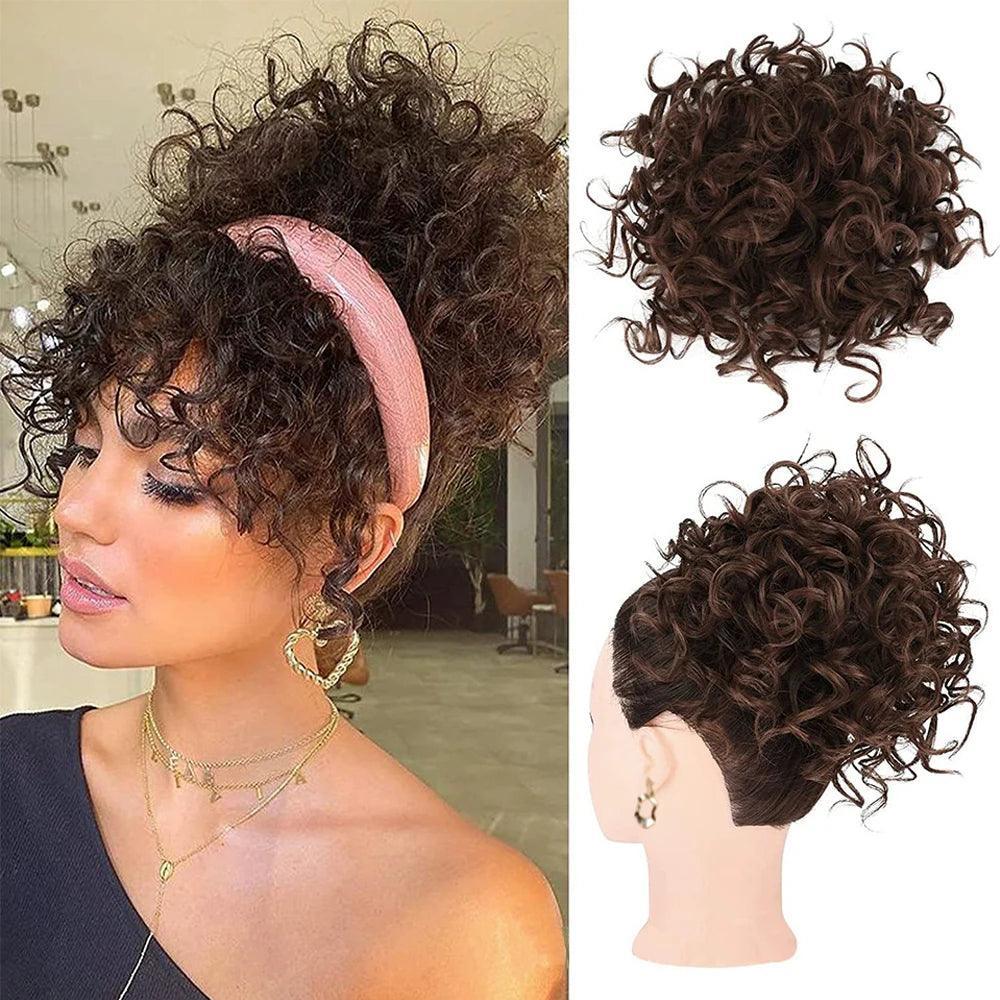 Sissi's Curly High Temperature Fiber Chignon with Rubber Band