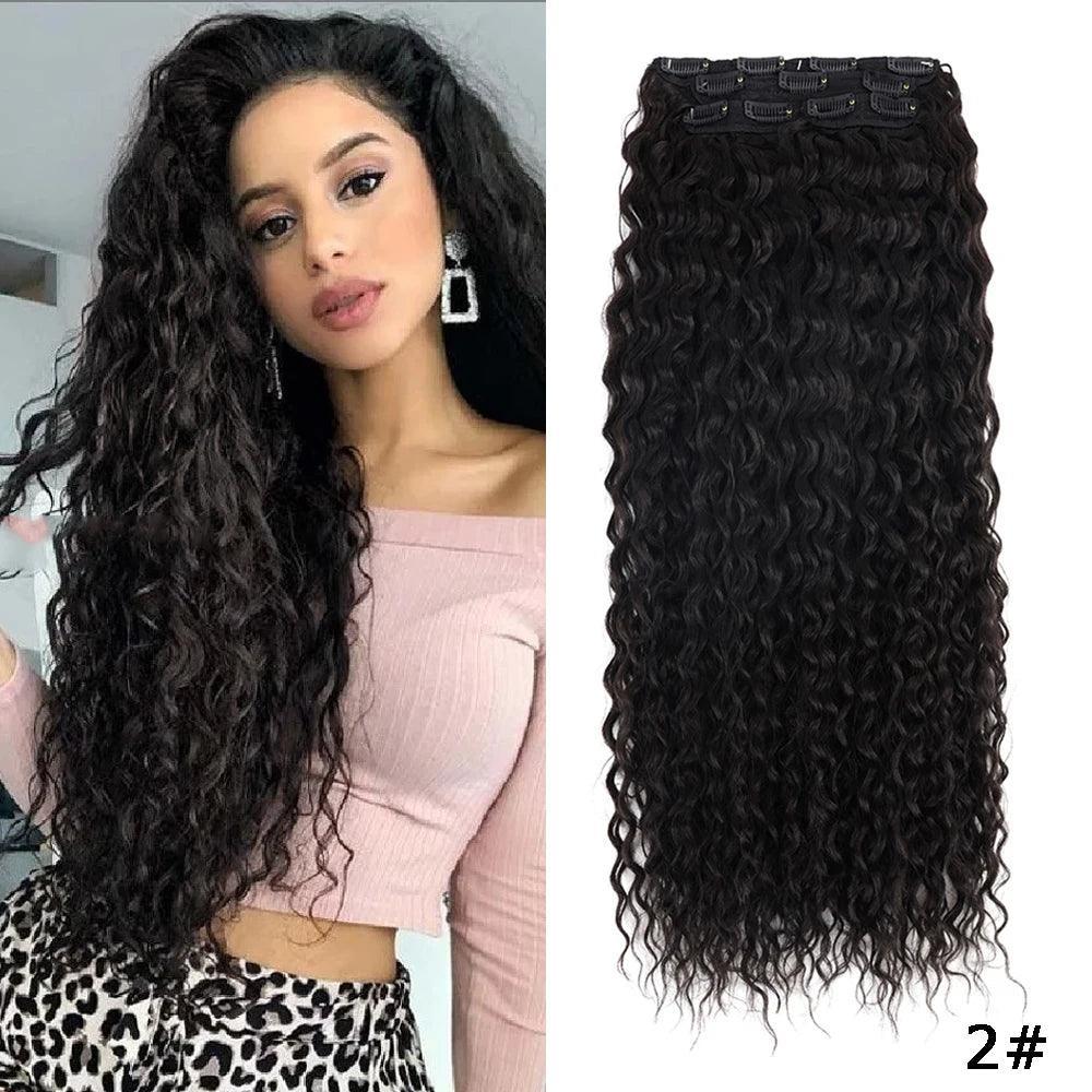 Clip-in Curly Hair Extensions – 100% Heat Resistant Fiber for Daily & Special Occasion Use