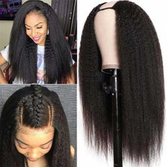 EMOL Kinky Straight U Part Wig - 100% Brazilian Remy Hair, No Leave Out, 180% Density