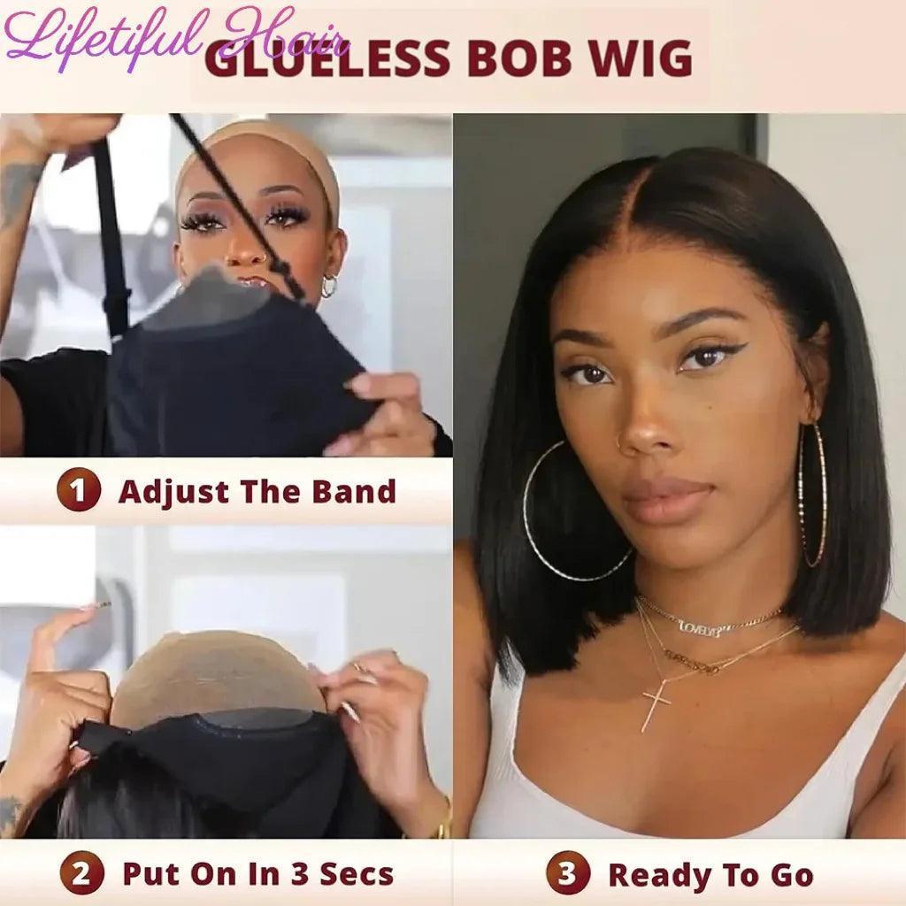 Lifetiful Glueless Bob Hair Wig - 100% Virgin Brazilian Hair with 4x4 Lace Closure